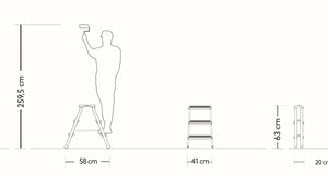 Scaletto Sgabello Richiudibile 3 Gradini Bifacciale 3x3 Doppia Salita Portata Max 125 Kg in Alluminio