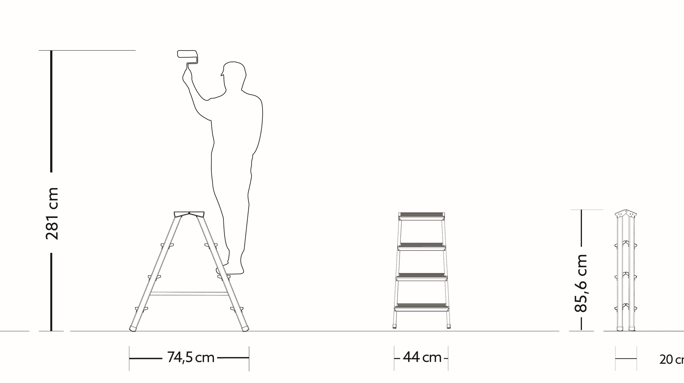 Scaletto Sgabello Richiudibile 4 Gradini Bifacciale 4x4 Doppia Salita Portata Max 125 Kg in Alluminio