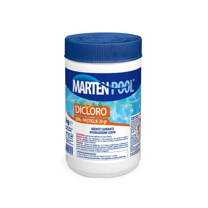 Dicloro 50% Pastiglie 20gr 1Kg Agente Clorante Stabilizzato Per Acque Di Piscina