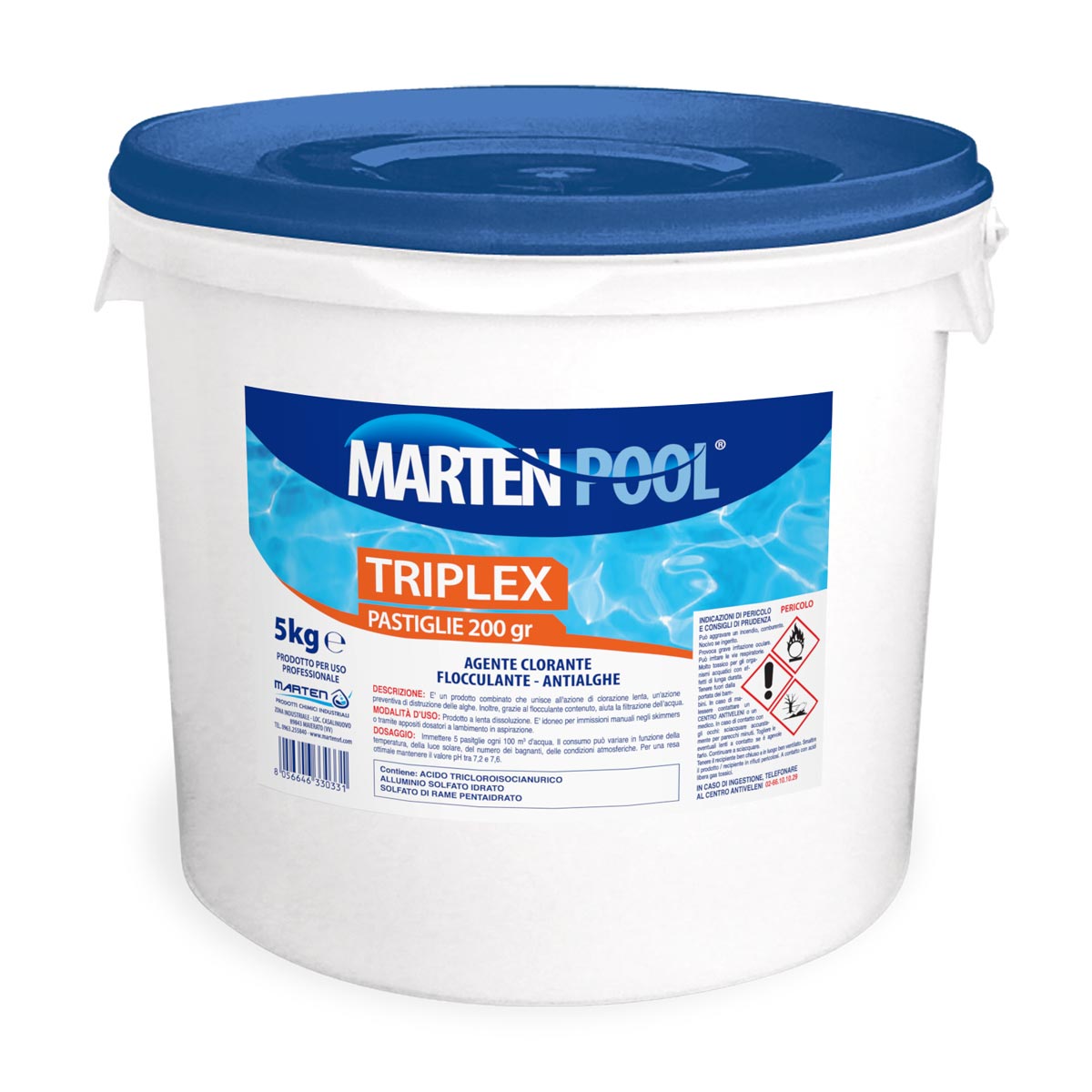 Cloro triplex multifunzione pastiglie 200gr 5kg | Disinfettante clorato a lenta dissoluzione