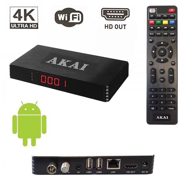 Decoder dvbt-2 akai combo sat terre t2+s2 android smart bonusok 2tuner - 8056746664374