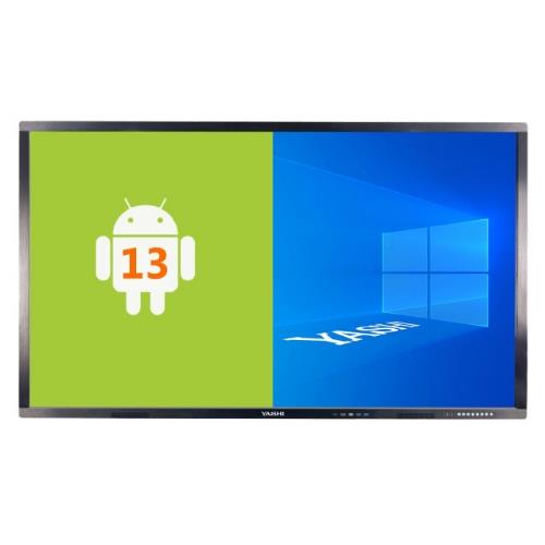 Monitor interattivo touch yashi 86 ly8610 4gb ram lcd 4k type-c android 13, staffa a muro inclusa