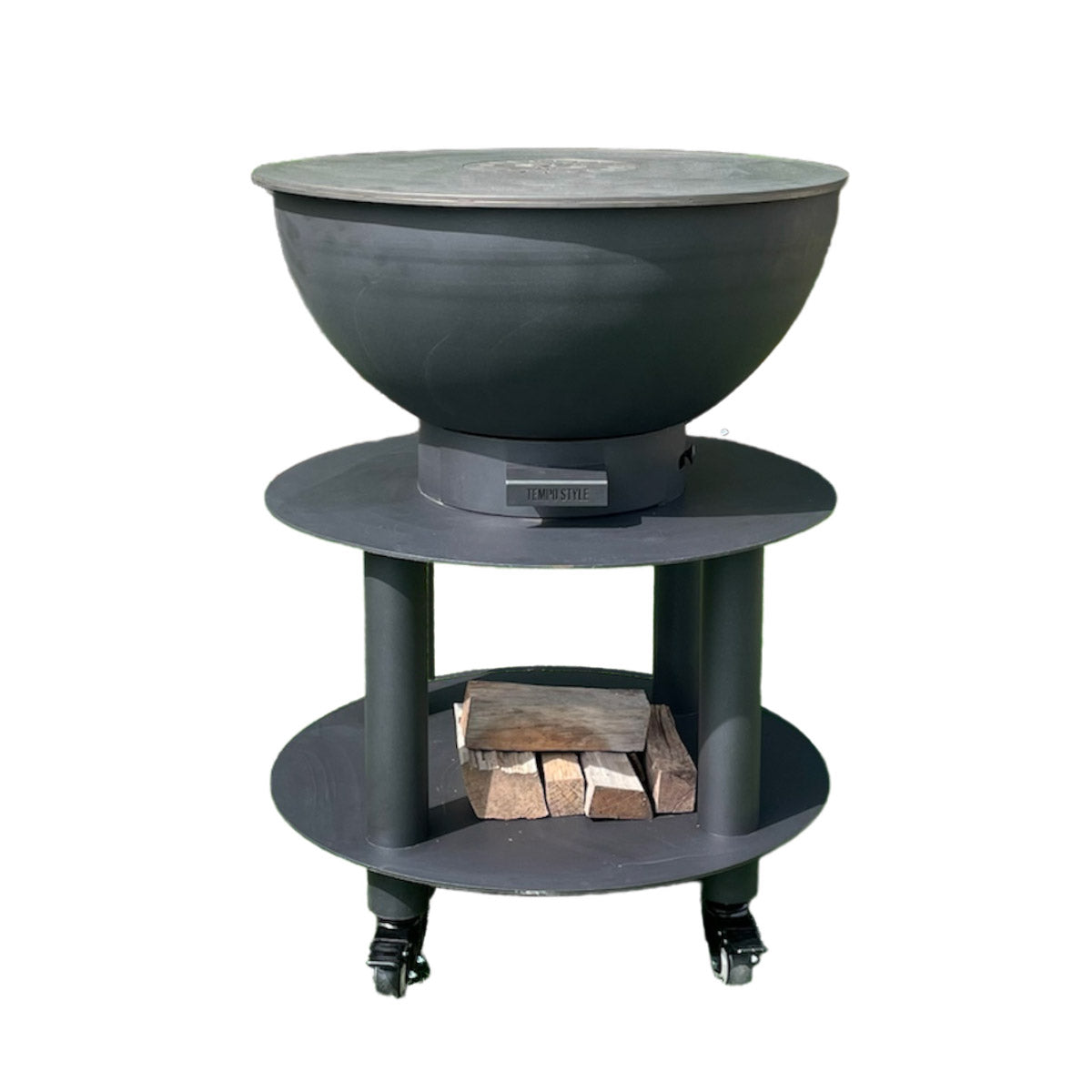 Barbecue a Legna e a Carbone Ø75xH86 cm in Acciaio Corten con Accessori Stromboli Antracite