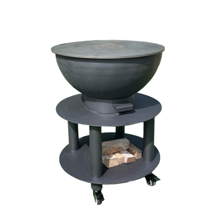 Barbecue a Legna e a Carbone Ø75xH86 cm in Acciaio Corten con Accessori Stromboli Antracite