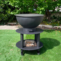 Barbecue a Legna e a Carbone Ø75xH86 cm in Acciaio Corten con Accessori Stromboli Antracite