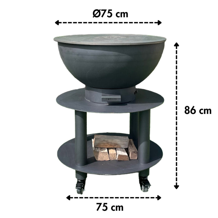 Barbecue a Legna e a Carbone Ø75xH86 cm in Acciaio Corten con Accessori Stromboli Antracite