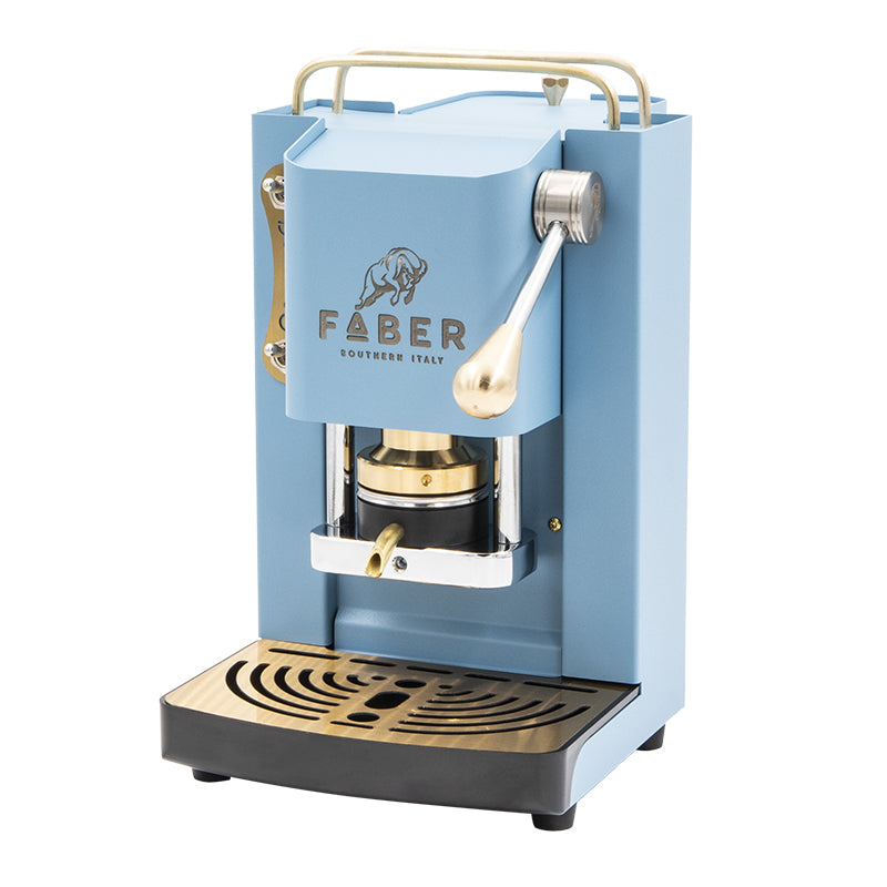 Faber mini pro deluxe - macchina per caffe con pressacialda in ottone - telaio interamente in acciaio turchese opaco - FABPROMINIBLUBASOTT