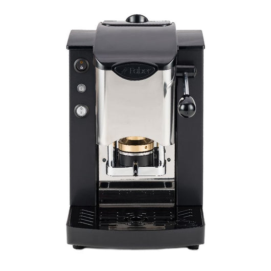 Faber slot inox - macchina per caffe con pressacialda in ottone - telaio in metallo nero e frontale in acciaio - FABSINERNBASOTT