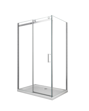 Box doccia 8 MM a 2 lati parete fissa laterale + porta scorrevole reversibile altezza 190 cm 90x120 