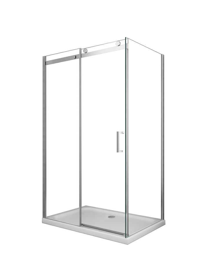 Box doccia 8 MM a 2 lati parete fissa laterale + porta scorrevole reversibile altezza 190 cm 70x160 