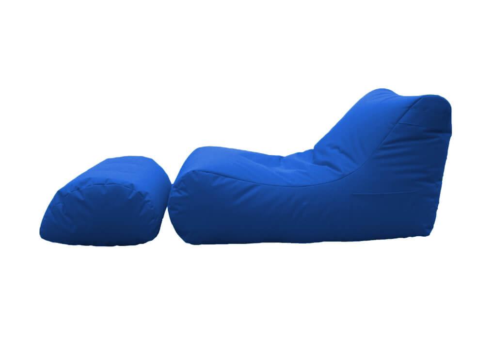 Poltrona Pouf Chaise Longue con Poggiapiedi in Poliestere Blu Avalli