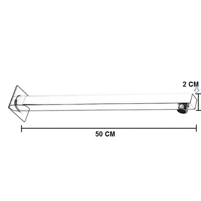 Braccio doccia di sostegno, Quadrato Cm 50