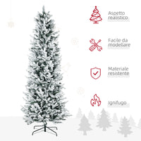 Albero di Natale Artificiale Innevato 225 cm 988 Rami Apertura Automatica Verde