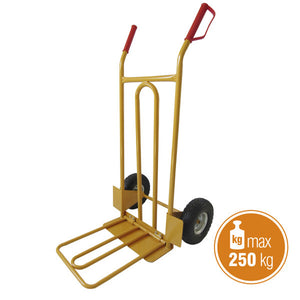 CARRELLO PORTAPACCHI 250KG RUOTE PIENE ANTIFORATURA PEDANA RIBALTABILE VERDELOOK 80/12