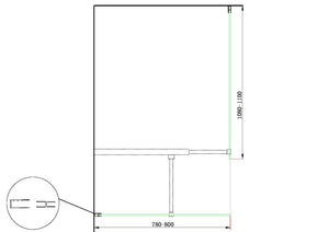 Doppia Parete Doccia Walk-in Con Braccio Di Sostegno Superiore a T Vetro 8 mm Reversibile 78-80 x 108-110 H 200 cm