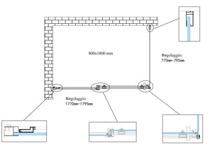 Box doccia 8 MM a 2 lati parete fissa laterale + porta scorrevole reversibile altezza 190 cm 80x180 