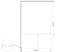 Doppia Parete Doccia Walk-in Con Braccio Di Sostegno Superiore a T Vetro 8 mm Reversibile 78-80 x 73-75 H 200 cm