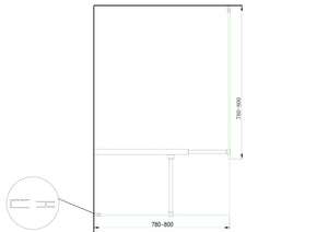 Doppia Parete Doccia Walk-in Con Braccio Di Sostegno Superiore a T Vetro 8 mm Reversibile 78-80 x 78-80 H 200 cm