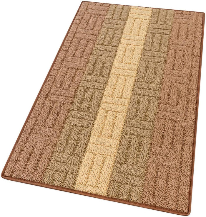 Tappeto Cucina Tessitura 3D Beige Bordato Assorbente Antiscivolo 50x100 cm