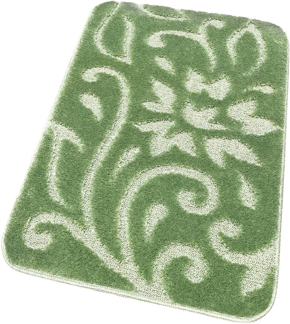 Tappeto Bagno Set 3 Pezzi Morbido Scendiletto Moderno Elegante Antiscivolo Assorbente Verde