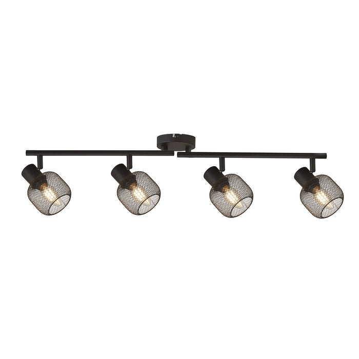 Plafoniera Industrial-Nordico Meshy Acciaio Nero 4 Luci E14