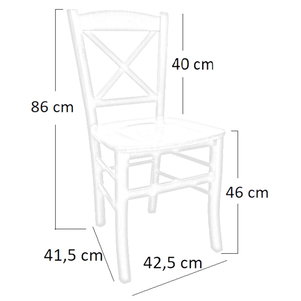 Sedia in legno paesana croce noce scuro con seduta in legno massello x 4