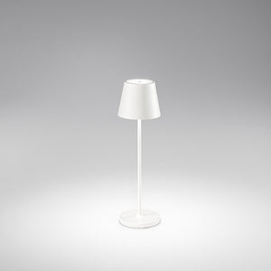 Lampada Da Tavolo Esterno Diva Contemporanea Alluminio Bianco Led Luce Calda