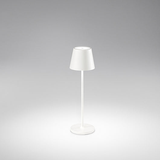 Lampada Da Tavolo Esterno Diva Contemporanea Alluminio Bianco Led Luce Calda