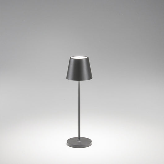 Lampada Da Tavolo Esterno Diva Contemporanea Alluminio Grigio Led Luce Calda