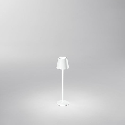 Lampada Tavolo Esterno Mini Diva Contemporanea Alluminio Bianco Led Luce Calda