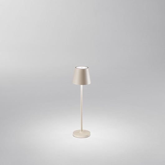 Lampada Tavolo Esterno Mini Diva Contemporanea Alluminio Sabbia Led Luce Calda