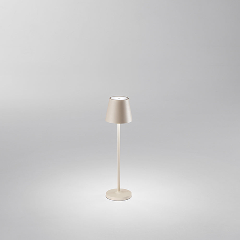 Lampada Tavolo Esterno Mini Diva Contemporanea Alluminio Sabbia Led Luce Calda