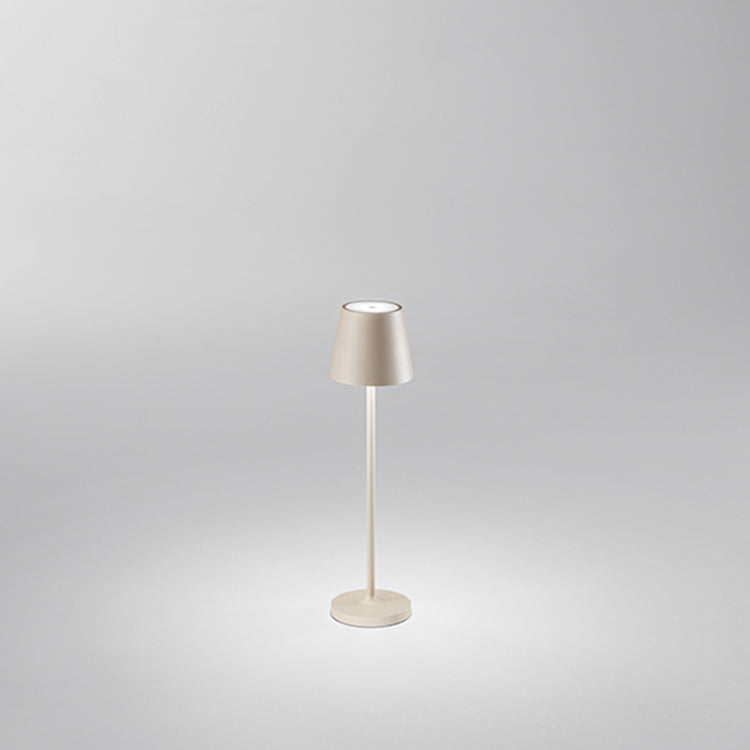 Lampada Tavolo Esterno Mini Diva Contemporanea Alluminio Sabbia Led Luce Calda