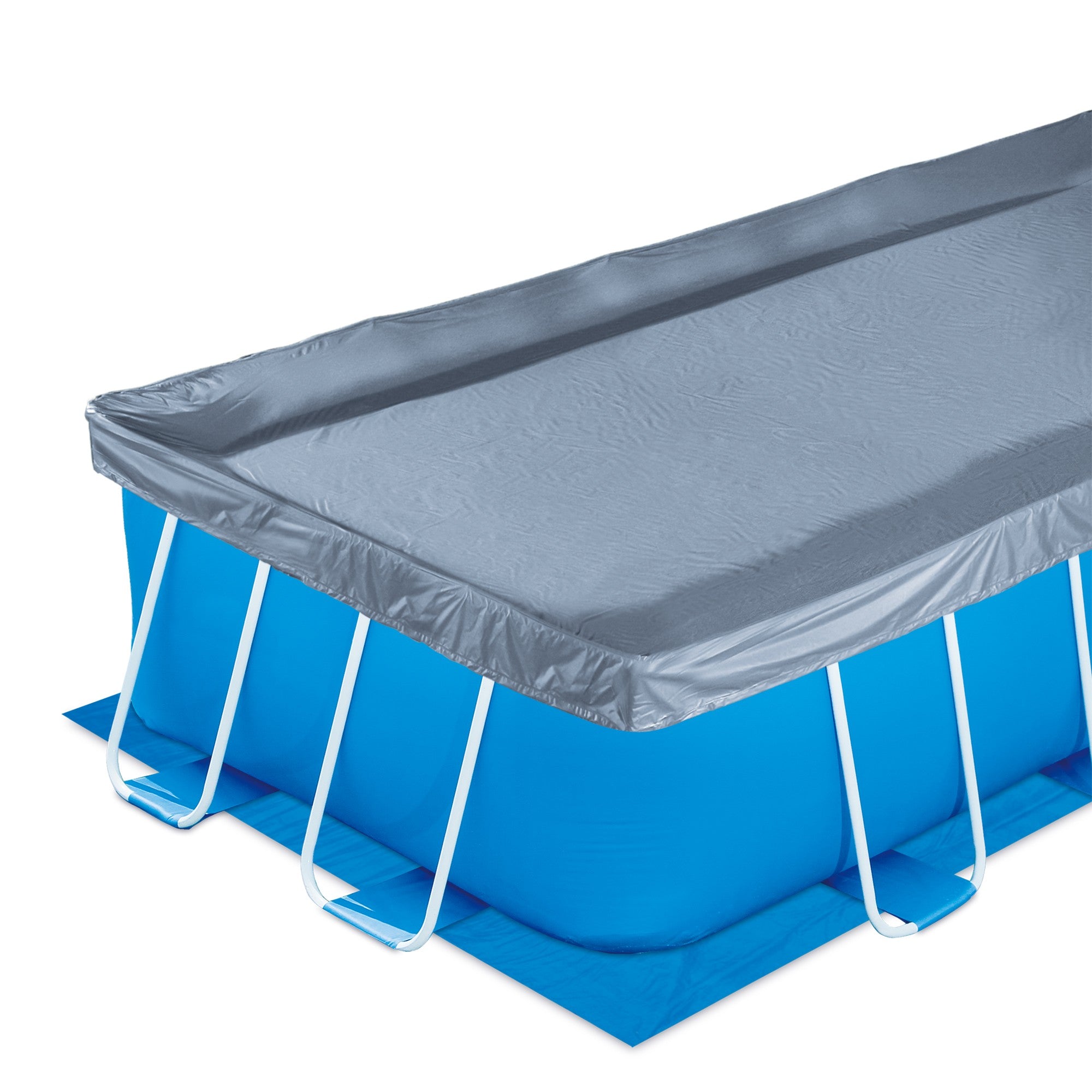 Piscina Fuoriterra Rettangolare 488x244x107cm Summer Waves Blu Struttura Metallo Pompa Filtro Scala Teli P3160842F0EU