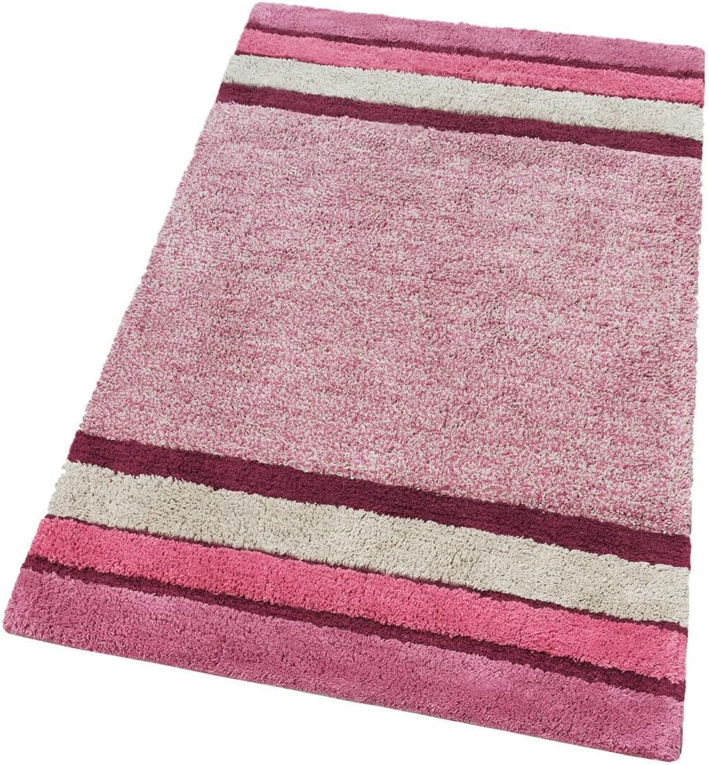 Tappeto Bagno Puro Cotone 65x120 cm Morbida Colori Vivaci Lavabile Made In Italy Rosa