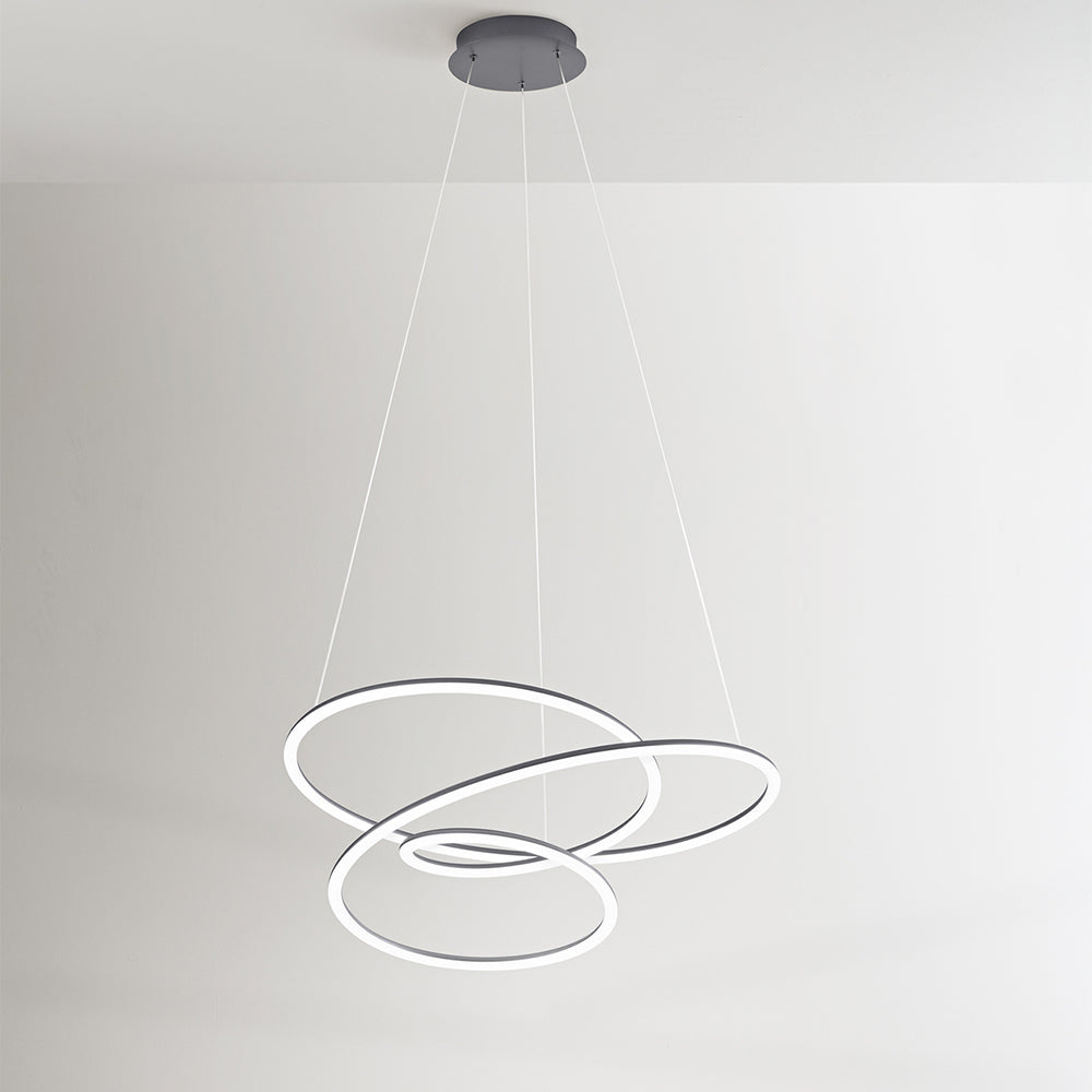 Lampadario A Sospensione Contemporaneo Spira Alluminio Grigio Led Integrato 96W