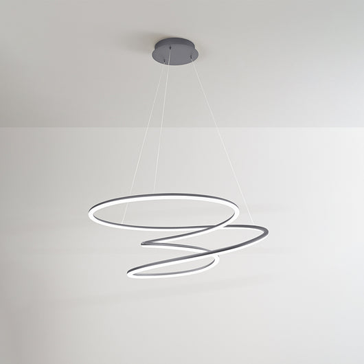 Lampadario A Sospensione Contemporaneo Spira Alluminio Grigio Led Integrato 96W