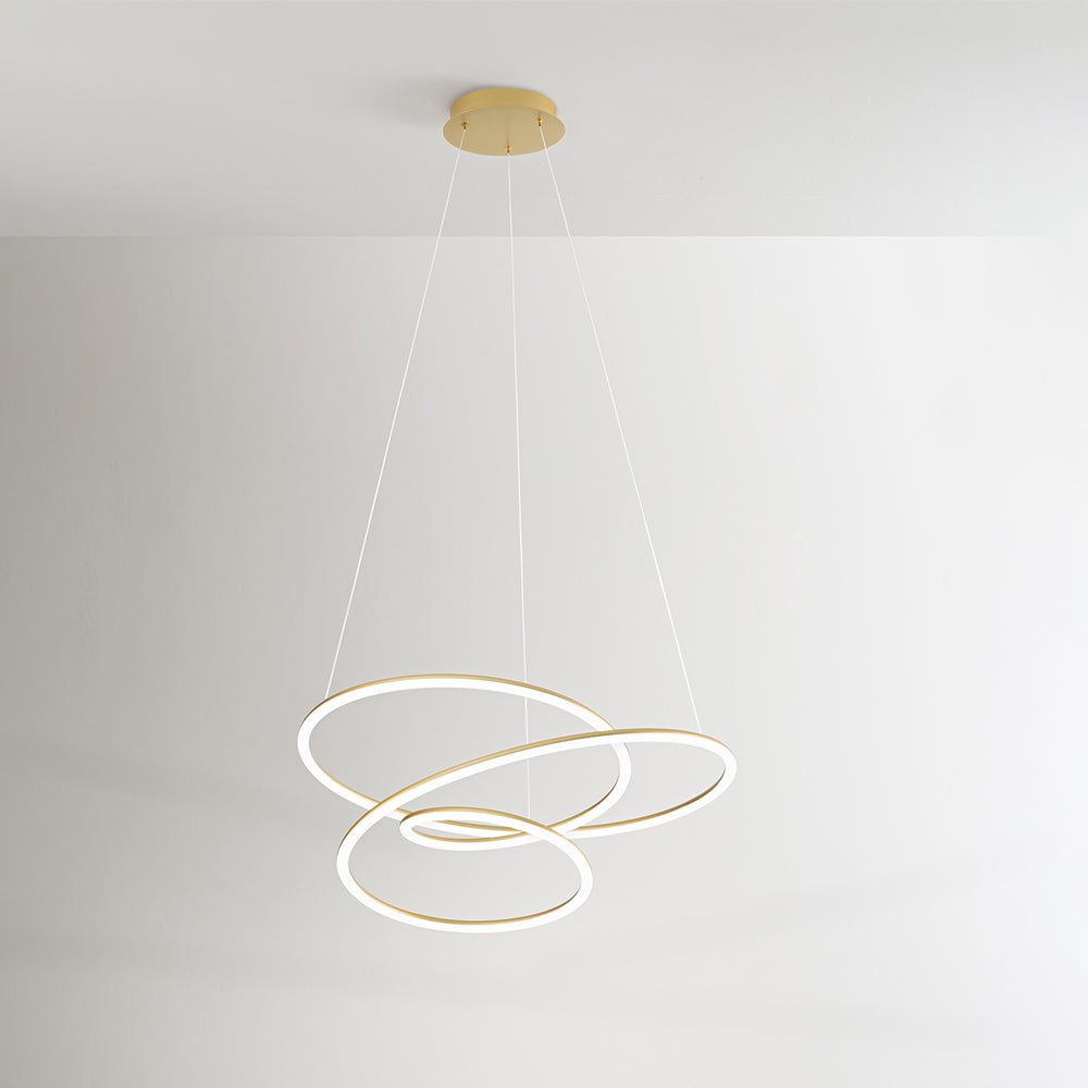 Lampadario A Sospensione Contemporaneo Spira Alluminio Oro Led Integrato 96W