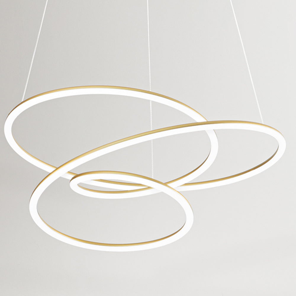 Lampadario A Sospensione Contemporaneo Spira Alluminio Oro Led Integrato 96W