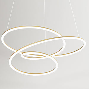 Lampadario A Sospensione Contemporaneo Spira Alluminio Oro Led Integrato 96W