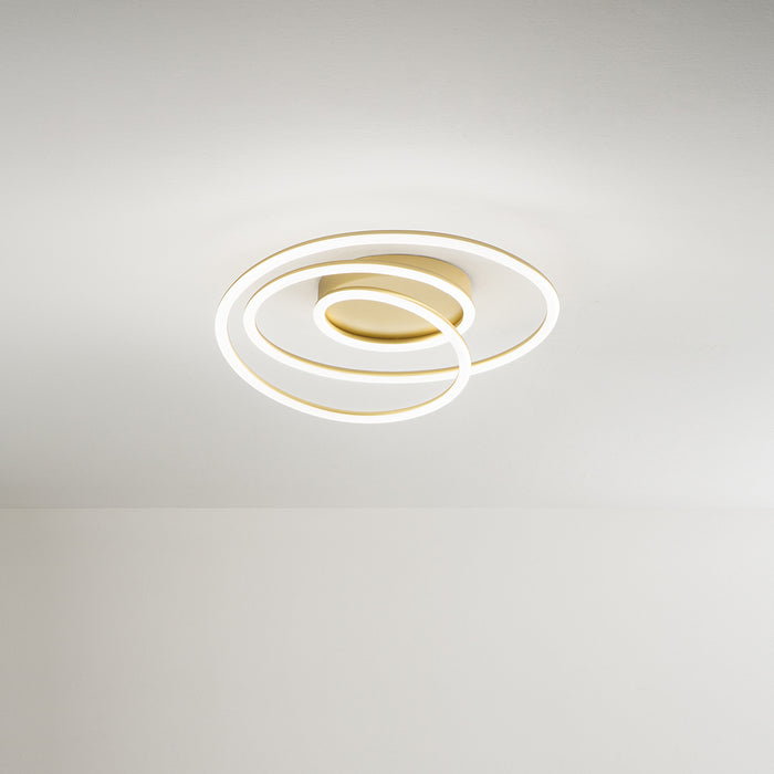 Plafoniera Contemporanea Spira Alluminio Oro Led Integrato 68W