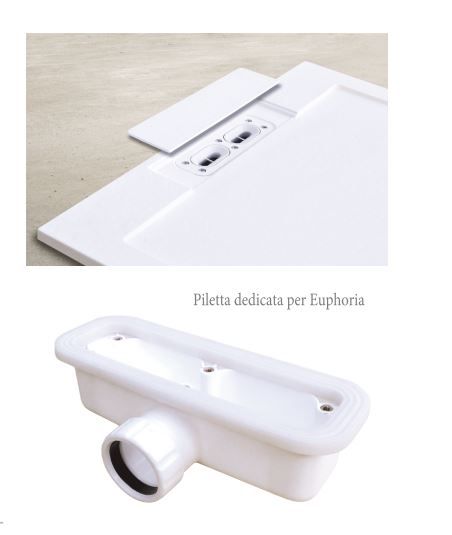 Piatto doccia in pietra SOLIDSTONE alto 2,8 cm con bordo - Bianco - Misura: 90x180 x 2,8h