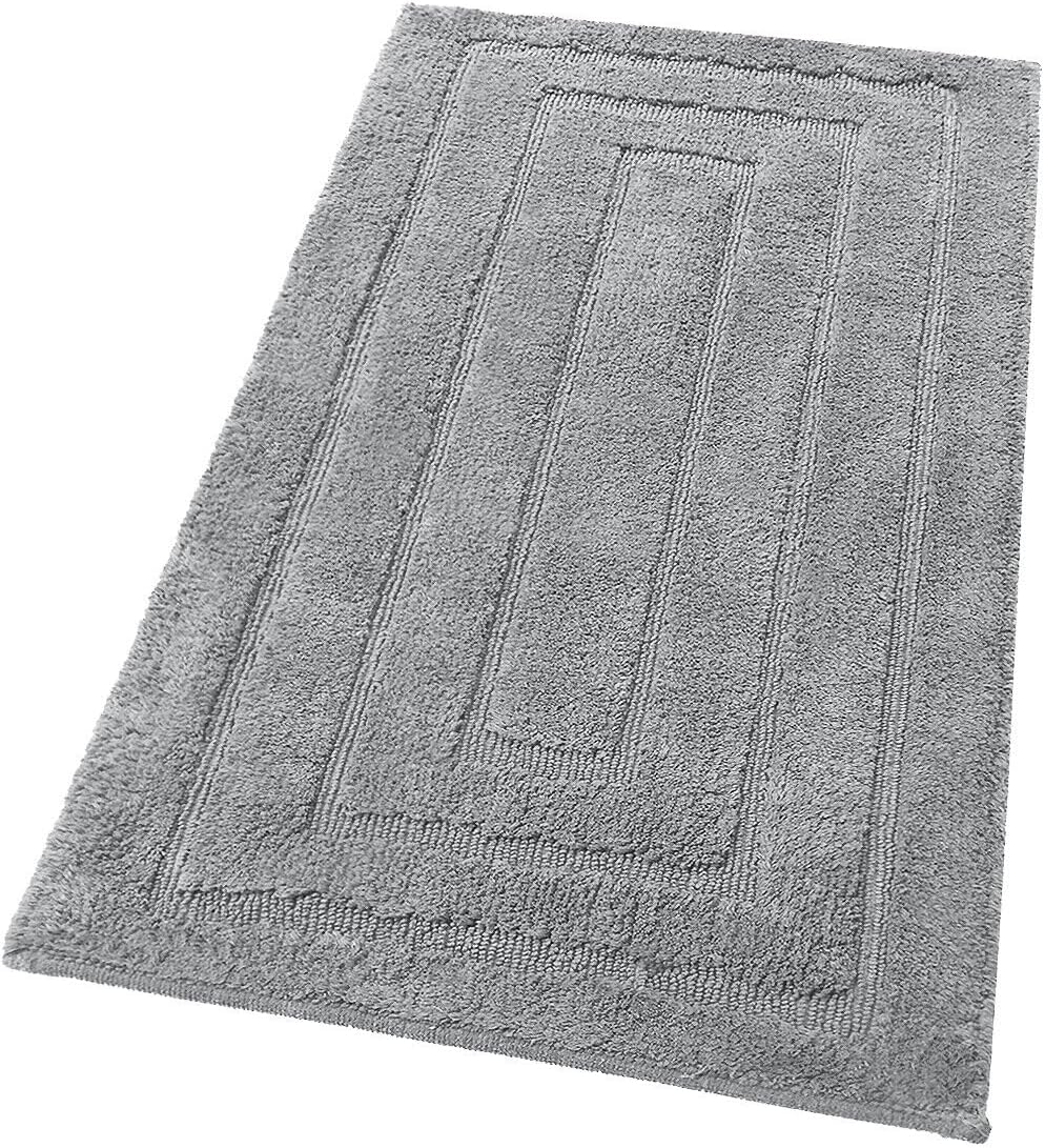 Tappeto Bagno 60x40 cm Puro Cotone Elegante Lussuoso Morbido Scendiletto Antiscivolo Grigio