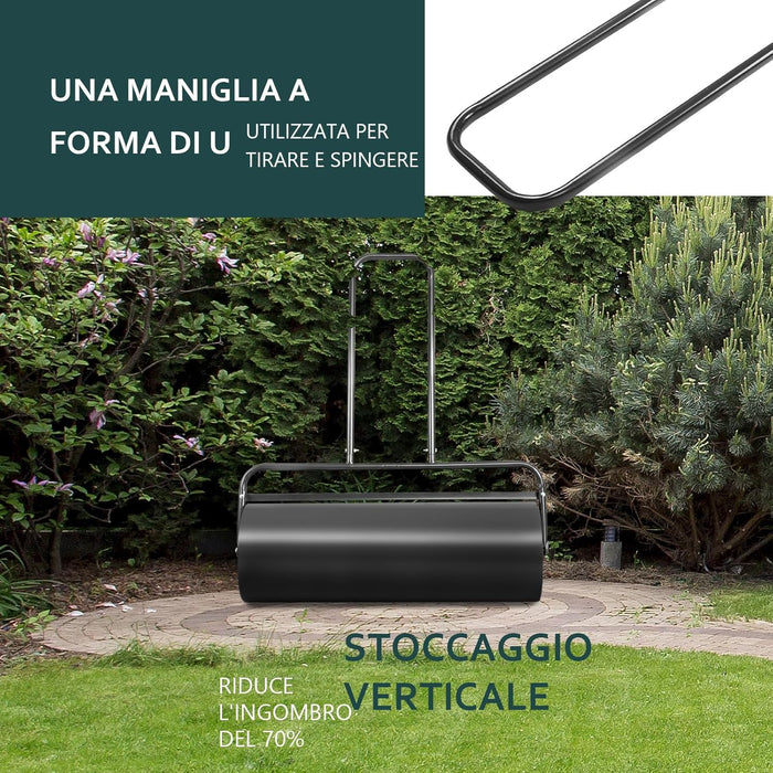 Rullo per Prato Larghezza 60cm Ø32, capacità di Riempimento 48L (Nero)