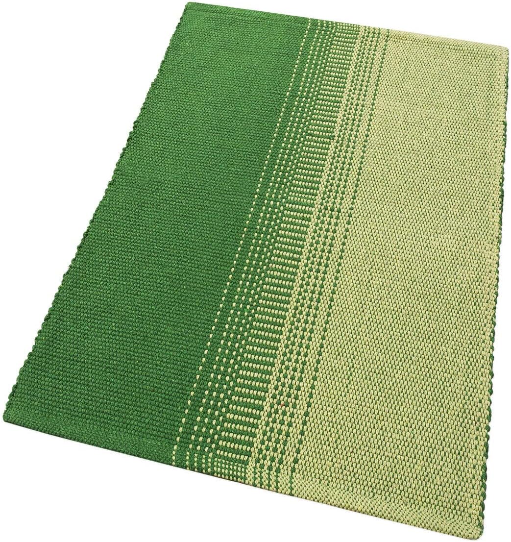 Tappeto Cucina Bagno Puro Cotone Assorbente Tessuto Intrecciato a Mano Verde 55x280 cm