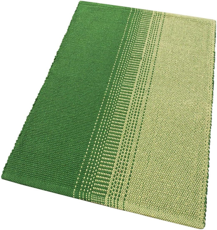 Tappeto Cucina Bagno Puro Cotone Assorbente Tessuto Intrecciato a Mano Verde 50x110 cm