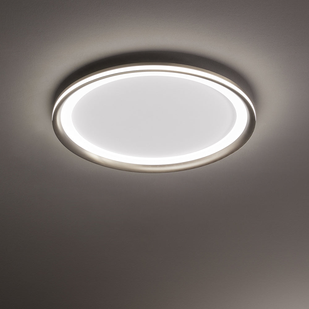 Plafoniera Contemporanea Edge Alluminio Grigio Led Integrato 66W