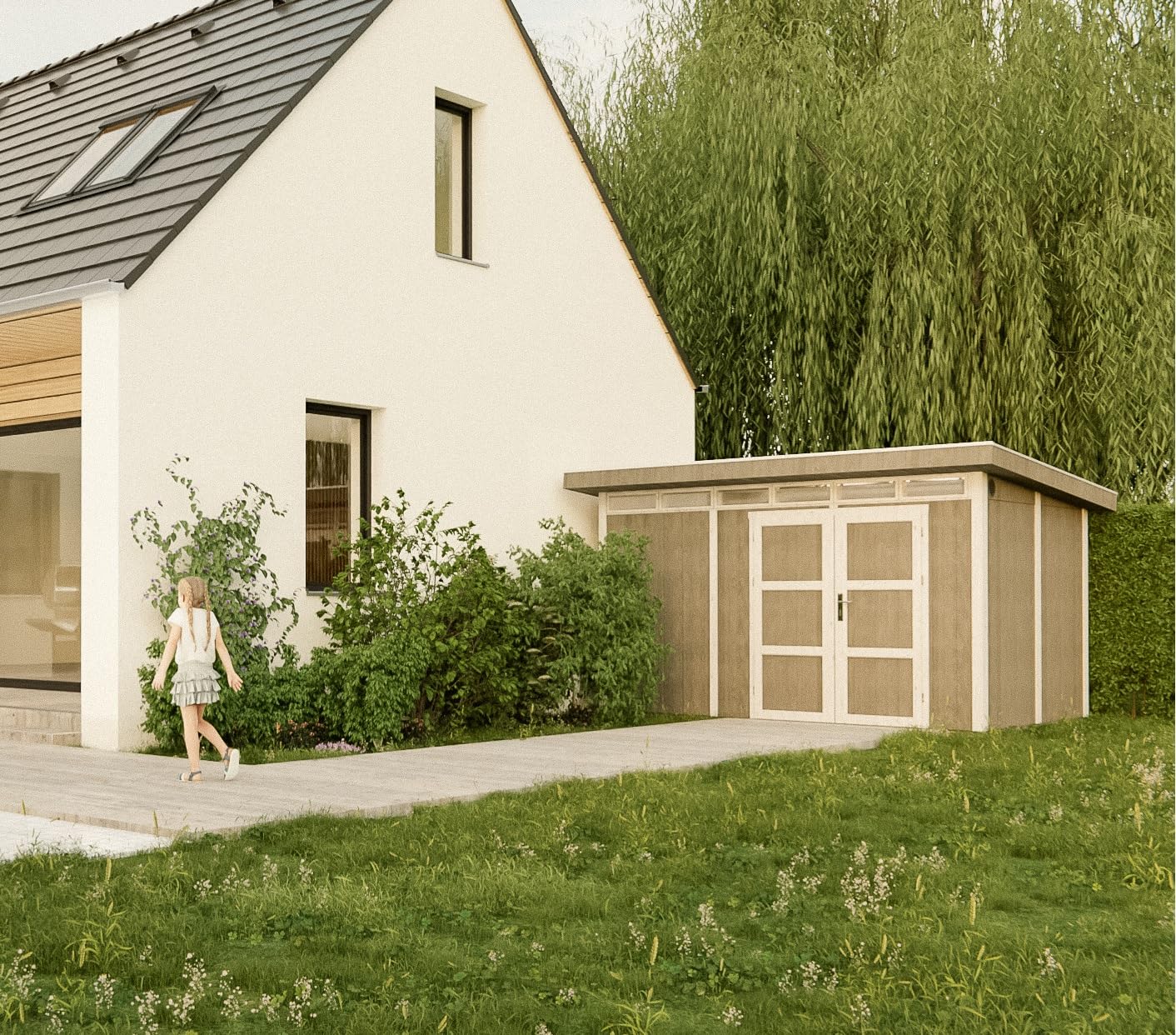 Casetta da Giardino di QUALITÀ PREMIUM 8,7m²-L412xW279cm - TIMBELA M904A-TUNDRA GREY