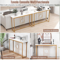 Tavolo Consolle 120CM, Tavolo Moderno con Piano Effetto Marmo, Struttura in Metallo Robusto e Piedini Regolabili, Tavolino da Divano per Soggiorno, Corridoio e Ingresso