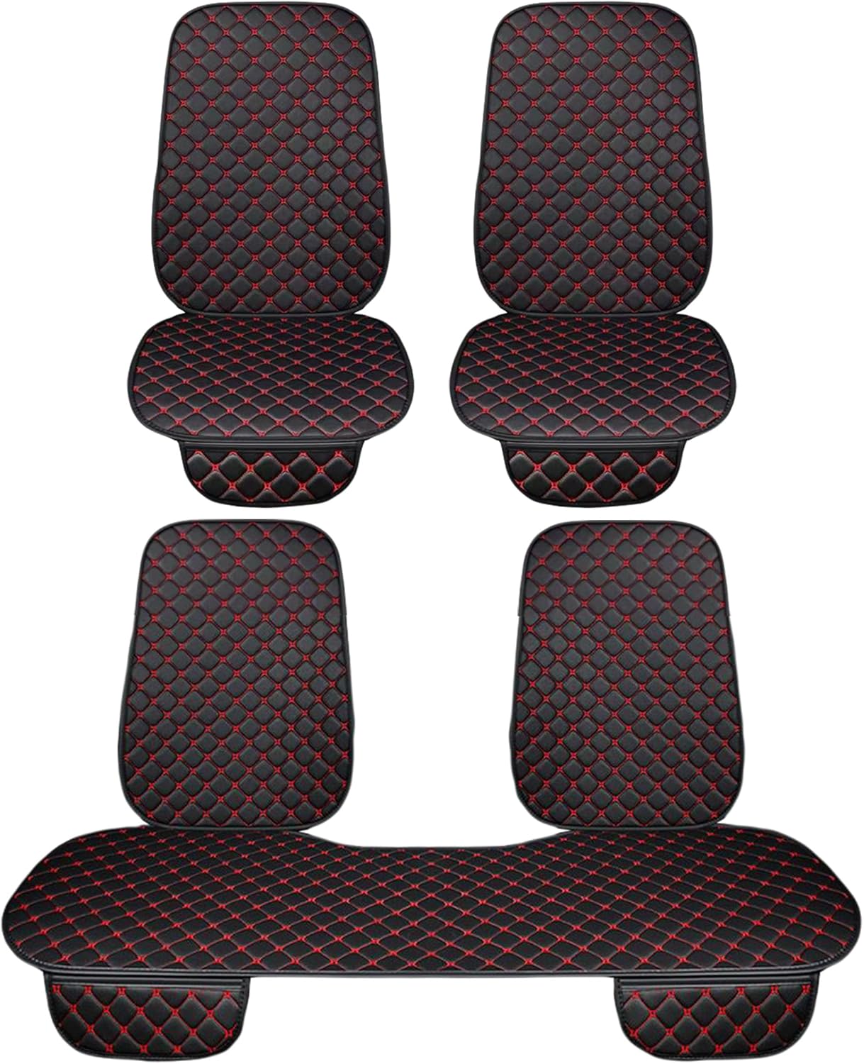 Lupex shop - Coprisedile universale per auto 7 pezzi, 4 anteriori e 3 posteriori, in PVC , Nero/Rosso cod. LS029 